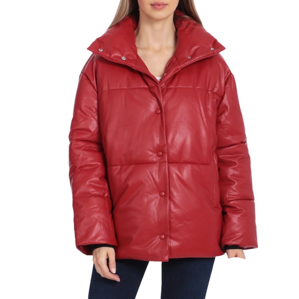 NWOT Avec Les Filles Terri Vegan Leather Puffer Jacket